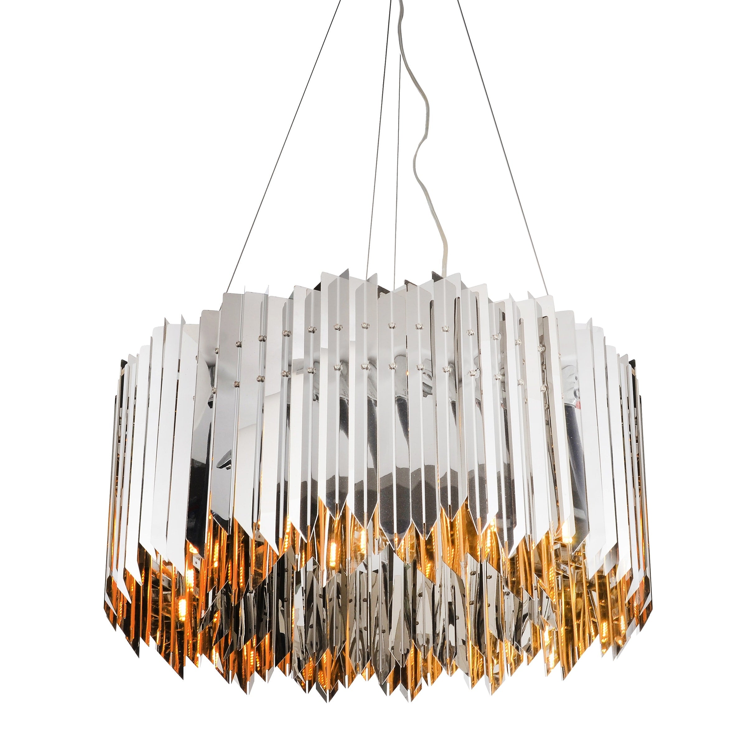 Shiny Nickel Stainless Steel Drum Shade Frame Pendant Lighting