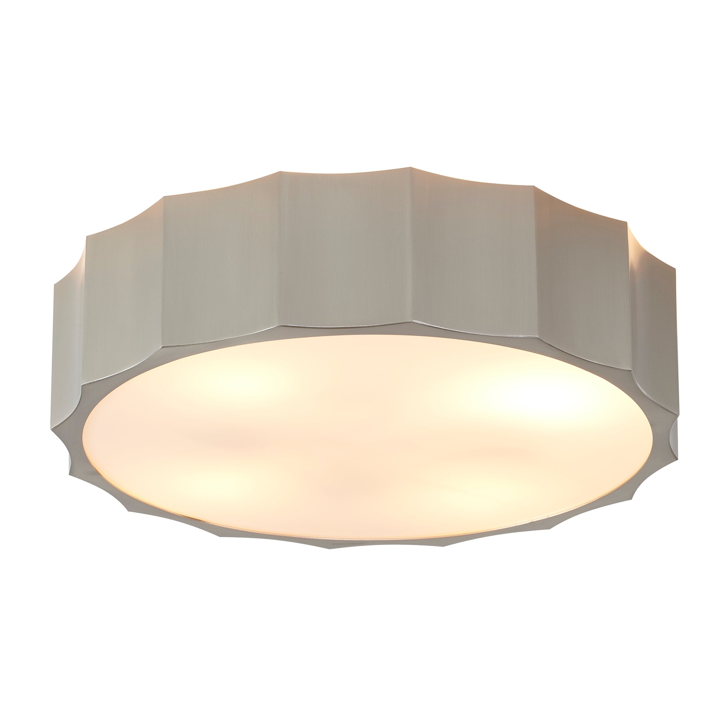 Shiny Nickel Stainless Steel Flush Mount With White Bottom Cover