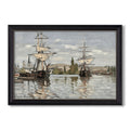 Ships Riding On The Seine At Rouen 1872 Claude Monet Custom Framed Canvas
