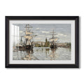 Ships Riding On The Seine At Rouen 1872 Claude Monet Custom Framed Print