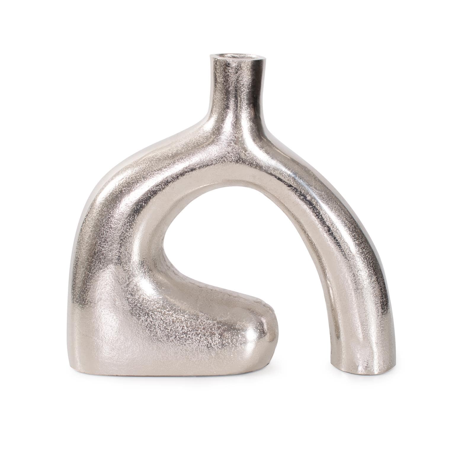 Shirin Polished Silver Reverse Vase In Cast Aluminum Short