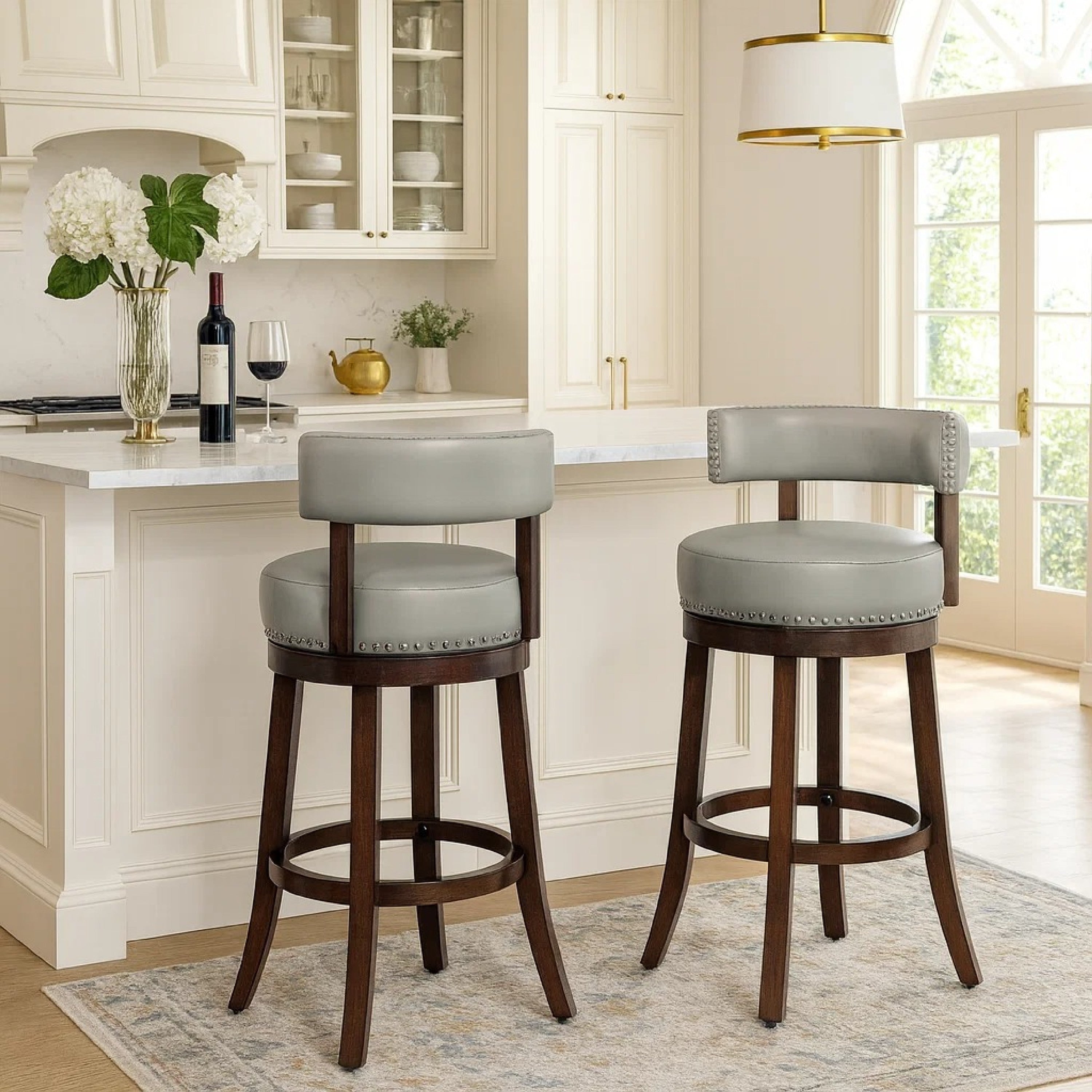 Shirley 29 Barstool Withpu Cushion Gray Finish Set Of 2