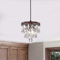 Shiroh Antique Copper 1 Light 5 Tier Hanging Crystals Pendant Light