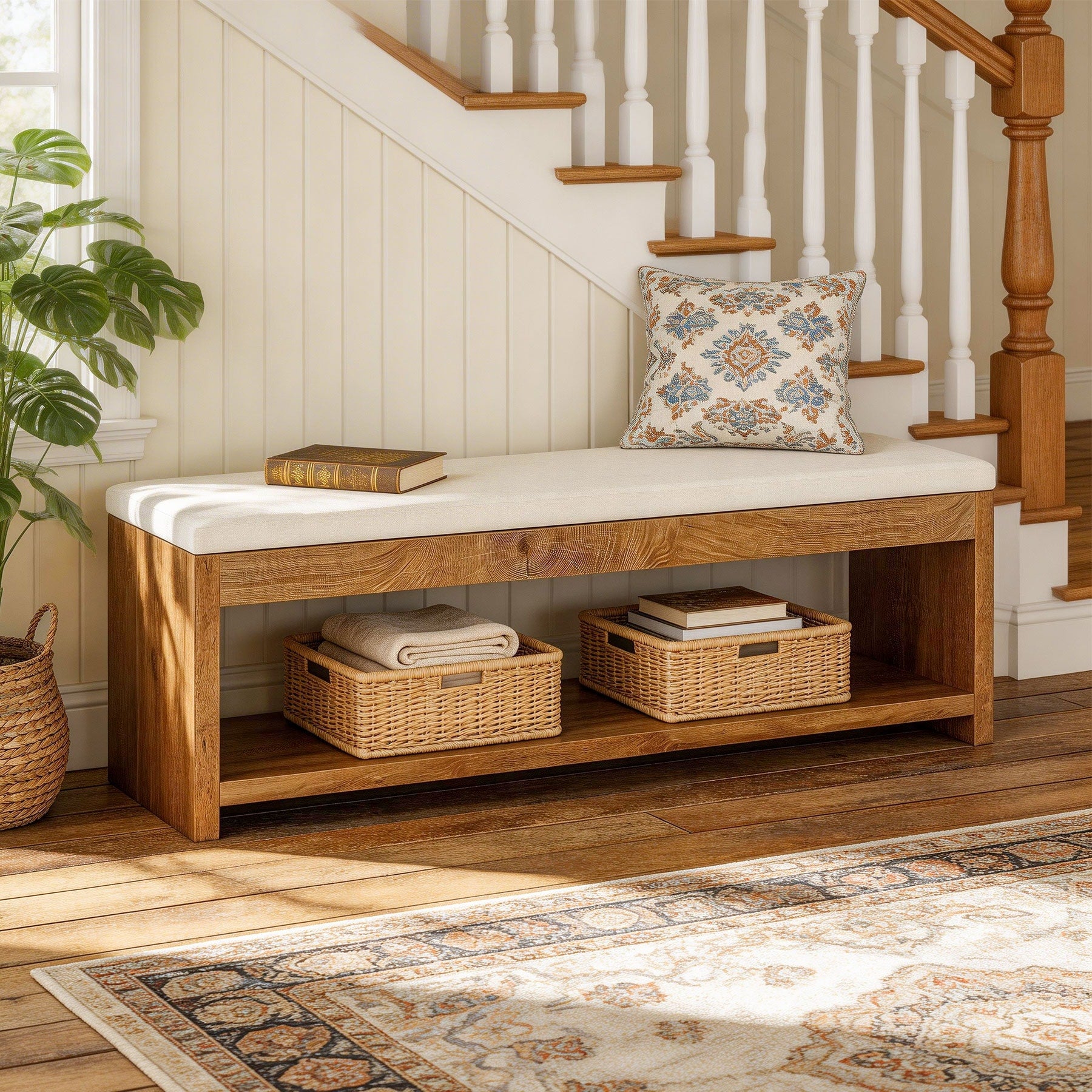 Shoe Bench With Cushion And Storage Shoe Rack