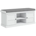 Shoe Bench With Cushion Storage Bench For Entryway With Padded Seat 2 Cabinets And Adjustable Shelf For Hallway Living Room