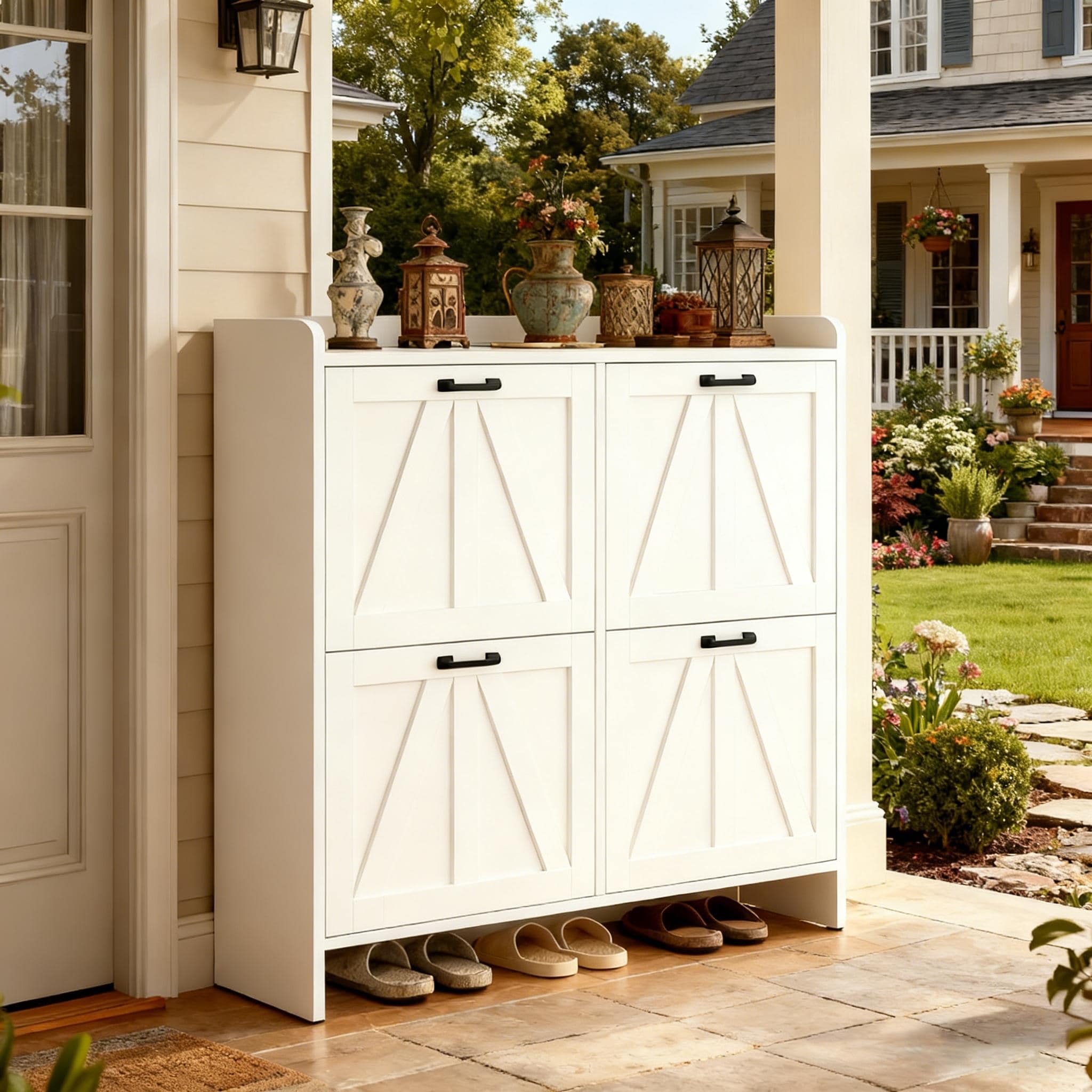 Shoe Cabinet Entryway Organizer With 4 Flip Drawers Side Cabinet Hallway Cabinet Decorative Cabinet