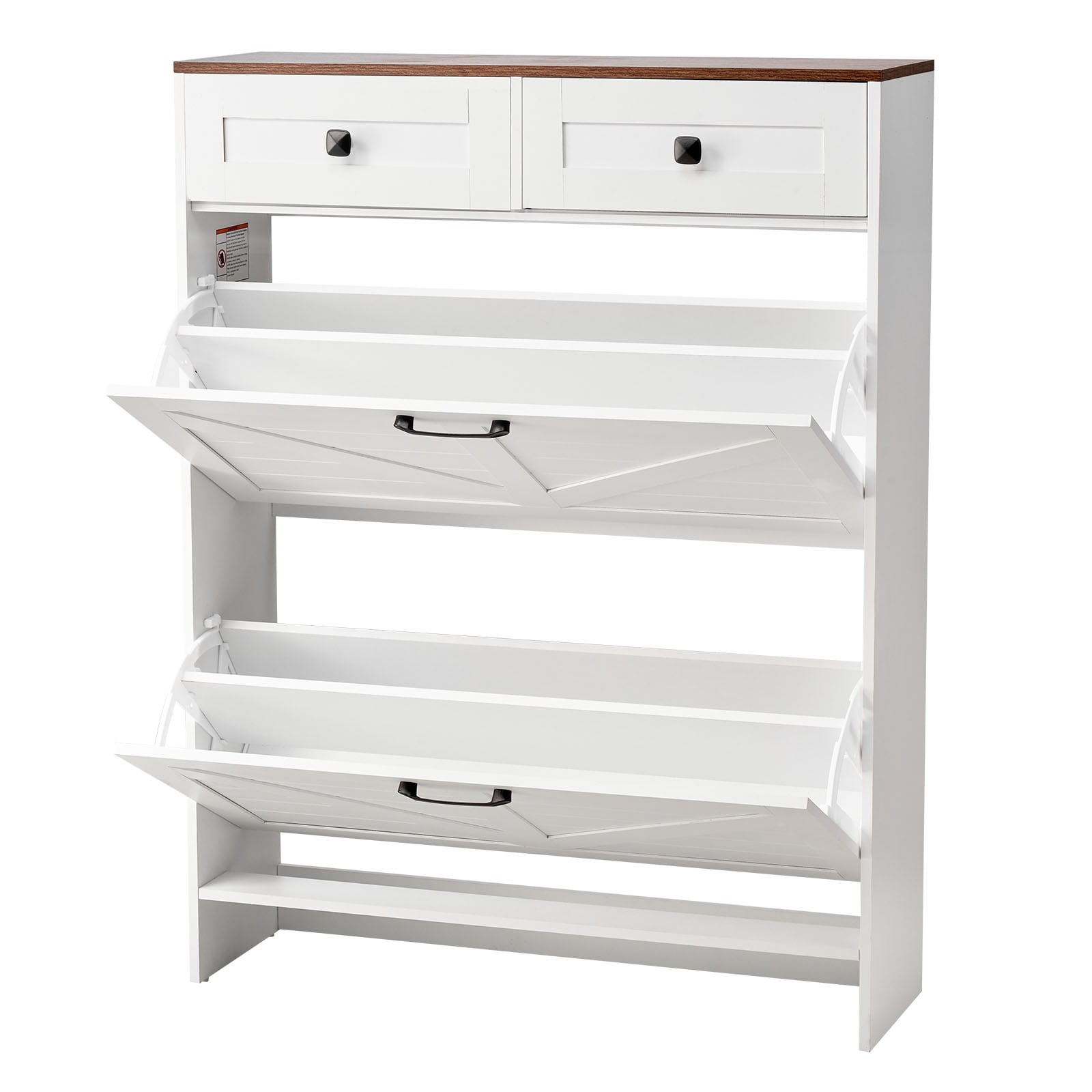 Shoe Cabinet With 2 Flip Drawers Shoes Storage Cabinet With 2 Drawers And Anti Tipping Device Freestanding Shoe Organizer
