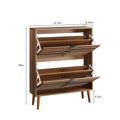 Shoe Cabinet With 2 Flip Louvered Drawers Shoe Storage Cabinet With Fluted Panel Freestanding Slim Shoe Organizer