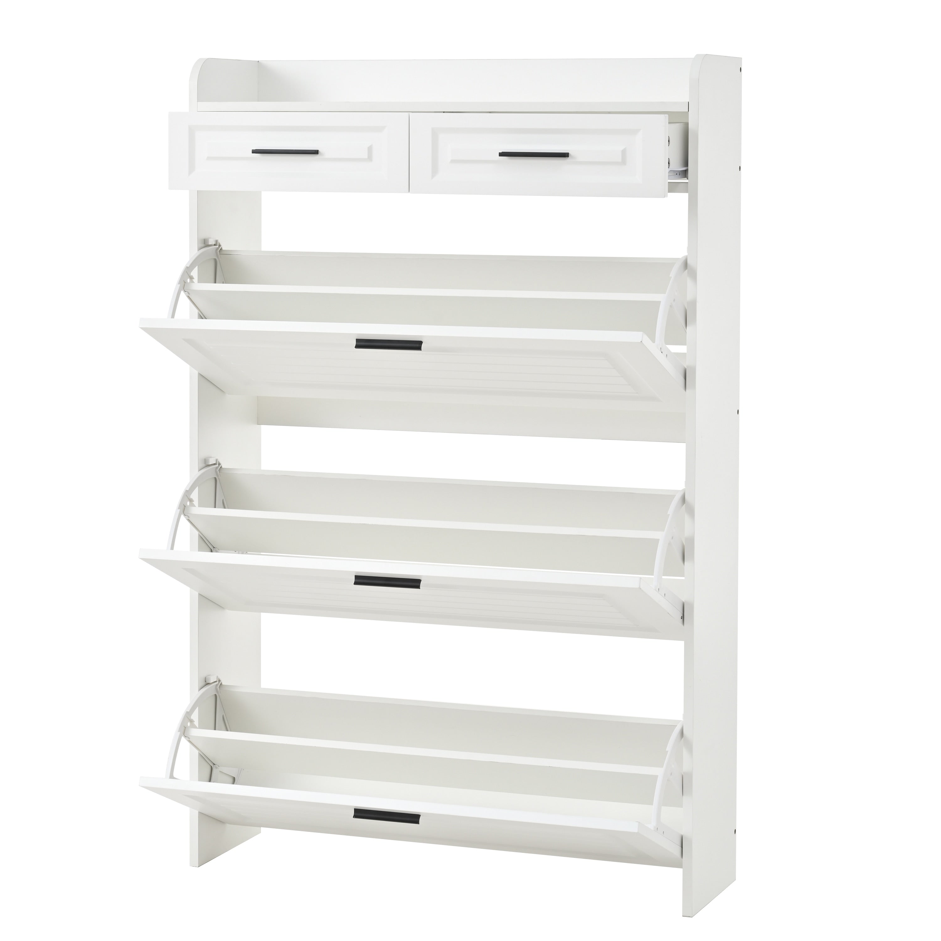 Shoe Cabinet With 3 Flip Drawers 2 Drawers Hidden Slim Shoe Rack Cabinet Wood Entryway Narrow Shoe Storage Cabinet