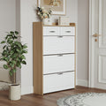 Shoe Cabinet With 3 Flip Drawers 2 Drawers Wooden Narrow Shoe Storage Cabinet Freestanding Entryway Shoe Rack Organizer