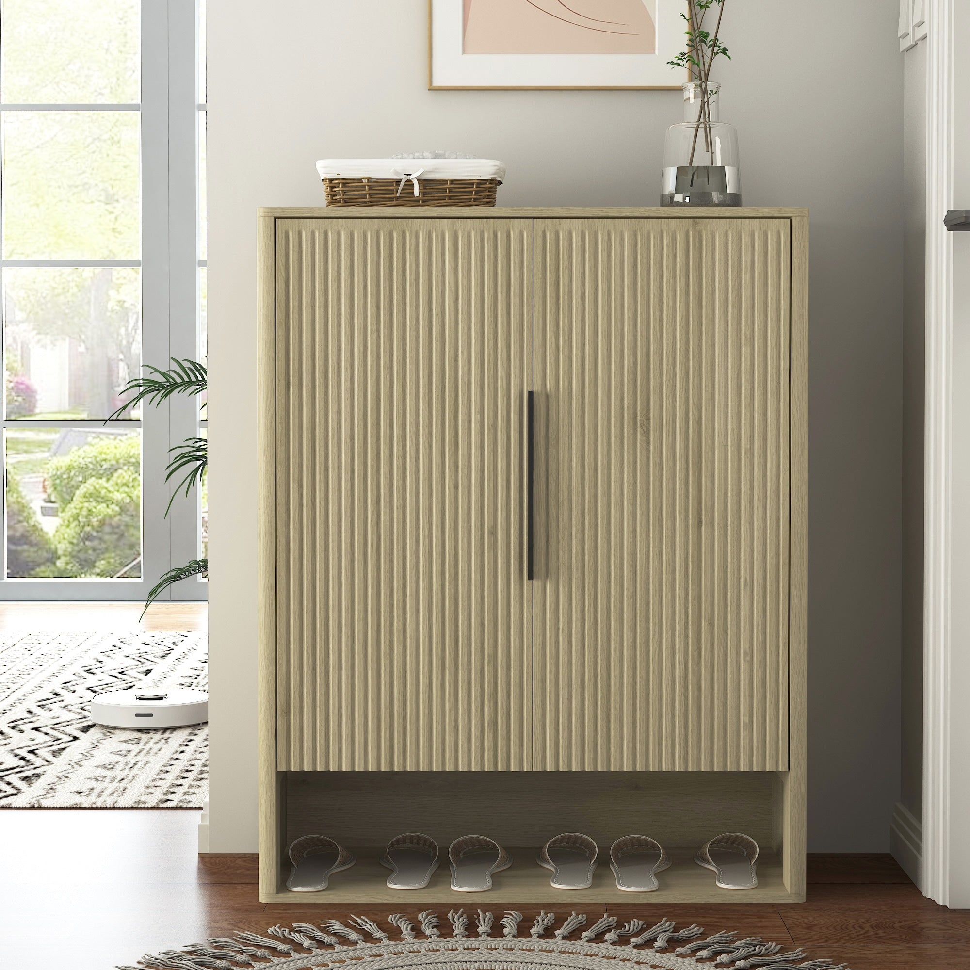 Shoe Storage Cabinet Wooden Shoe Cabinet With Doors Modern Shoe Organizer With Adjustable Shelves For Entryway Hallway