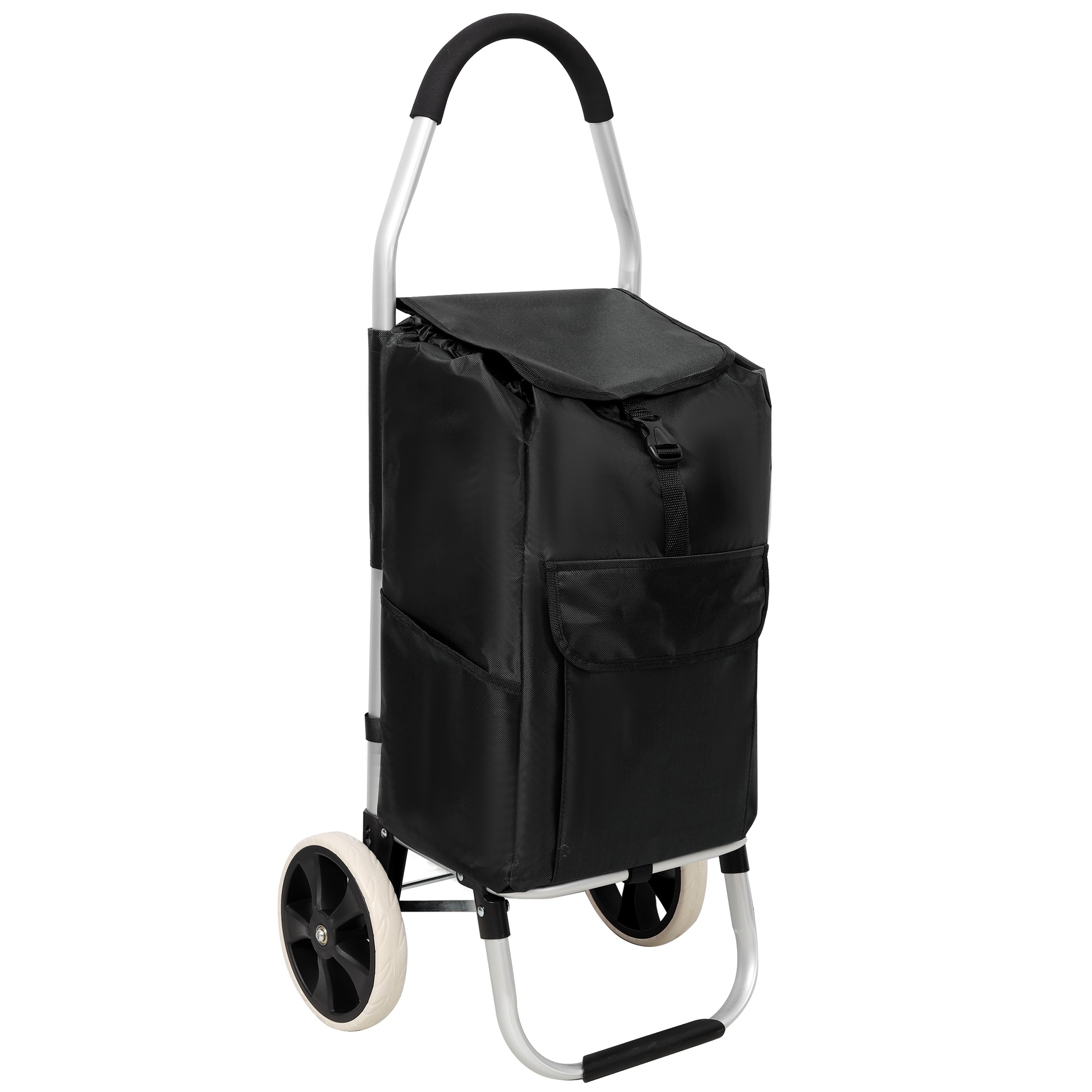Shopping Trolley With Wheels Trolley Black Foldable Shopping Cart Removable Shopping Oxford Waterproof Bag