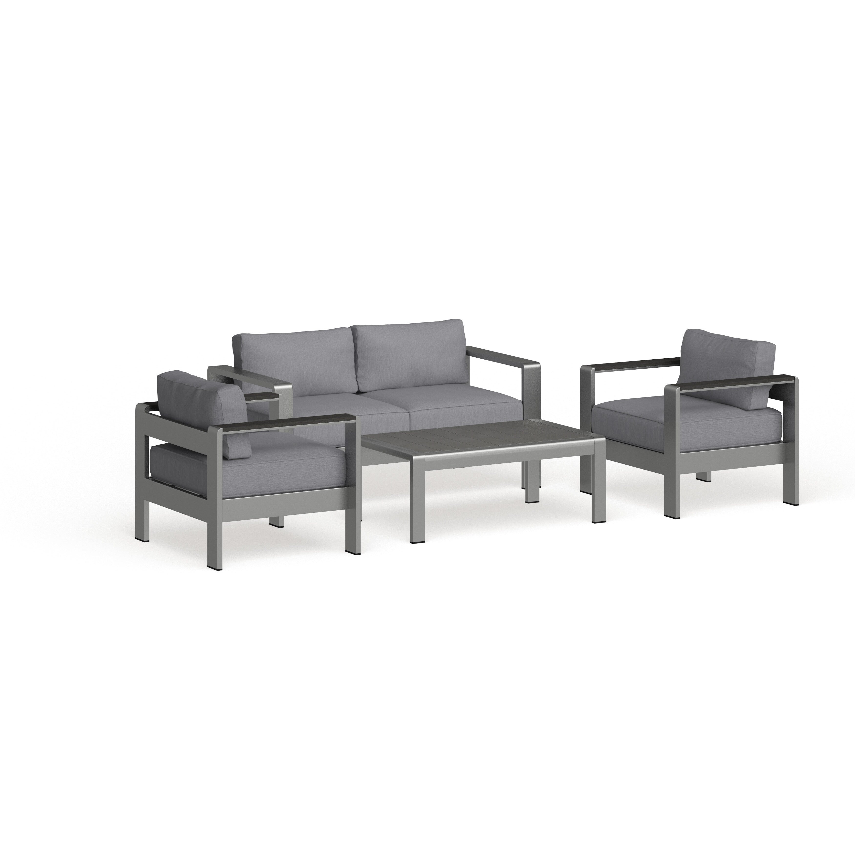 Shore 4 Piece Outdoor Patio Aluminum Sectional Sofa Set