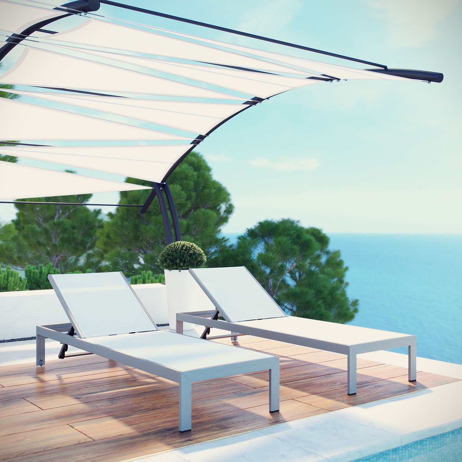 Shore Aluminum Outdoor Chaise Set Of 2
