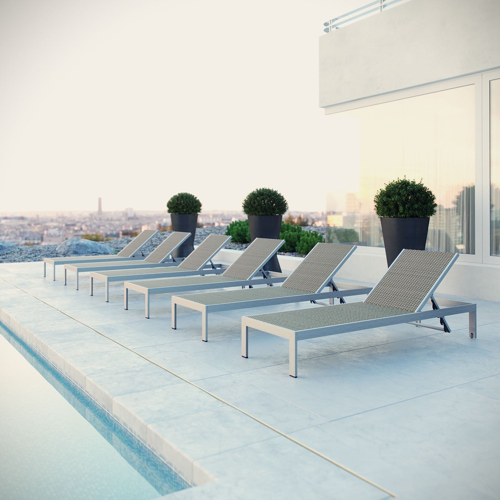 Shore Aluminum Outdoor Chaise Set Of 6