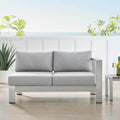 Shore Sunbrella Fabric Aluminum Outdoor Patio Right Arm Loveseat