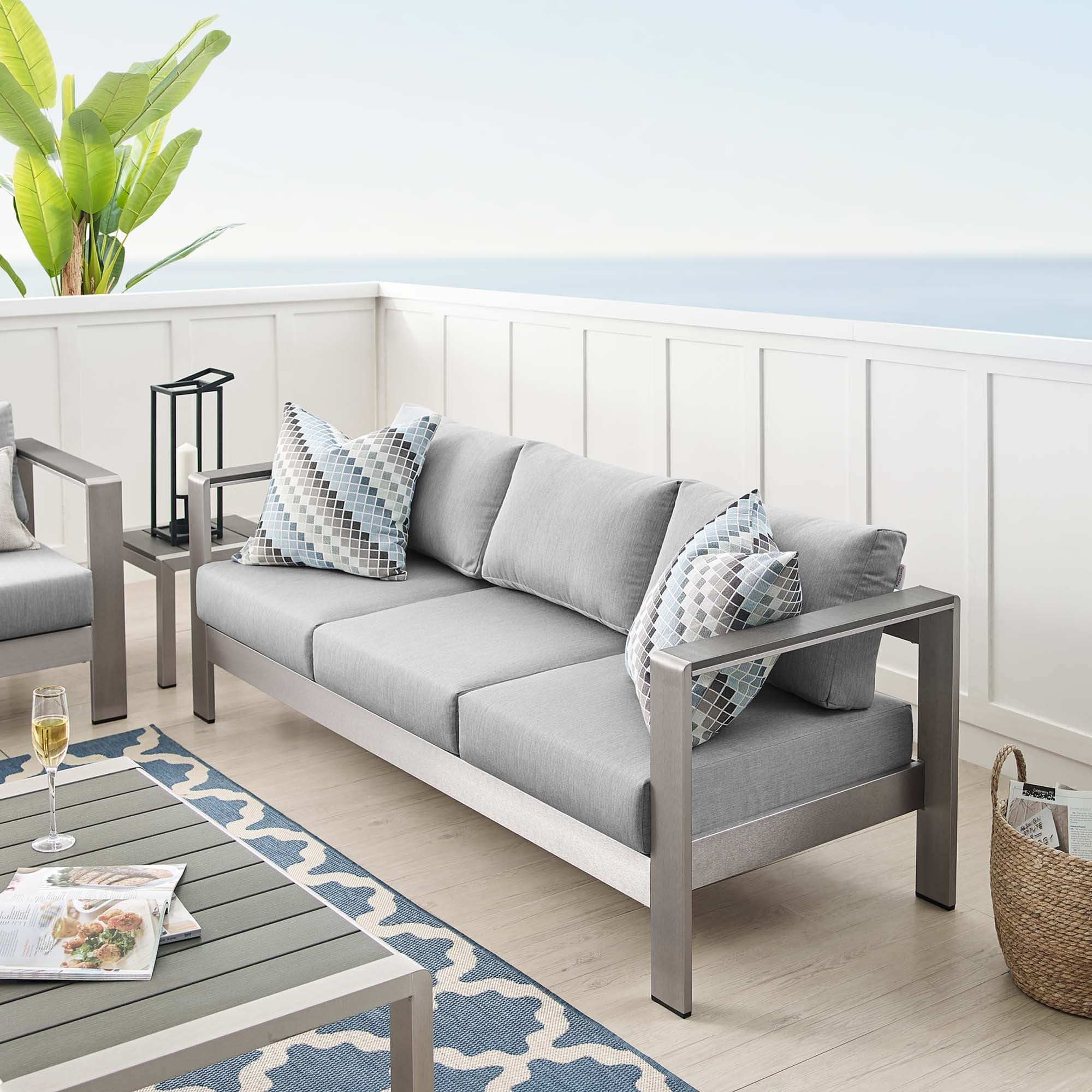 Shore Sunbrella Fabric Aluminum Outdoor Patio Sofa