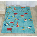 Shoreline Nautical Flag Aqua Polyester Rug 26 X 4 26 X 4