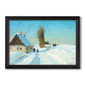 Shoveling Snow On A Beautiful Winter Day C 1898 Hans Andersen Brendekilde Custom Framed Canvas