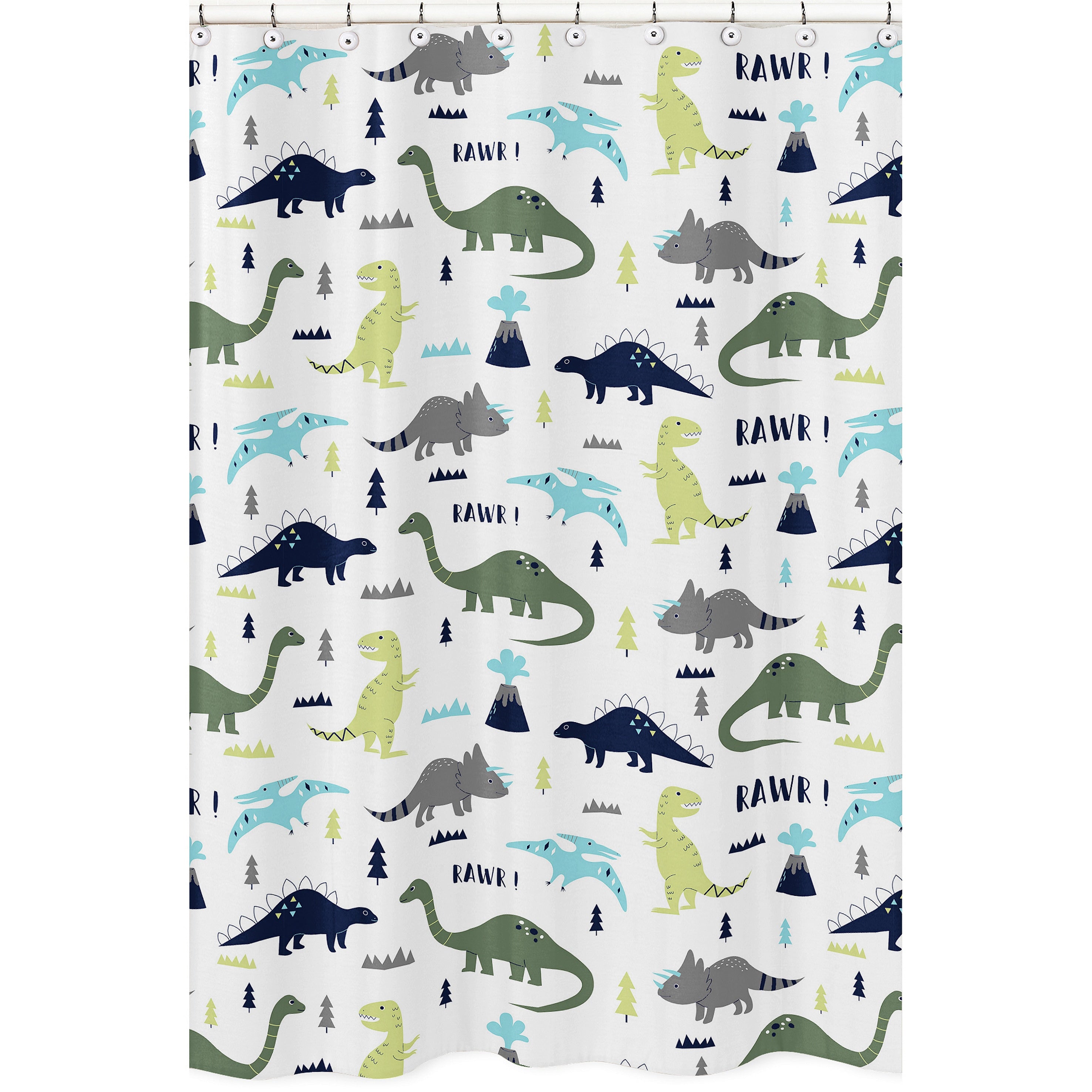 Sweet Jojo Designs Shower Curtain For The Blue And Green Mod Dinosaur Collection
