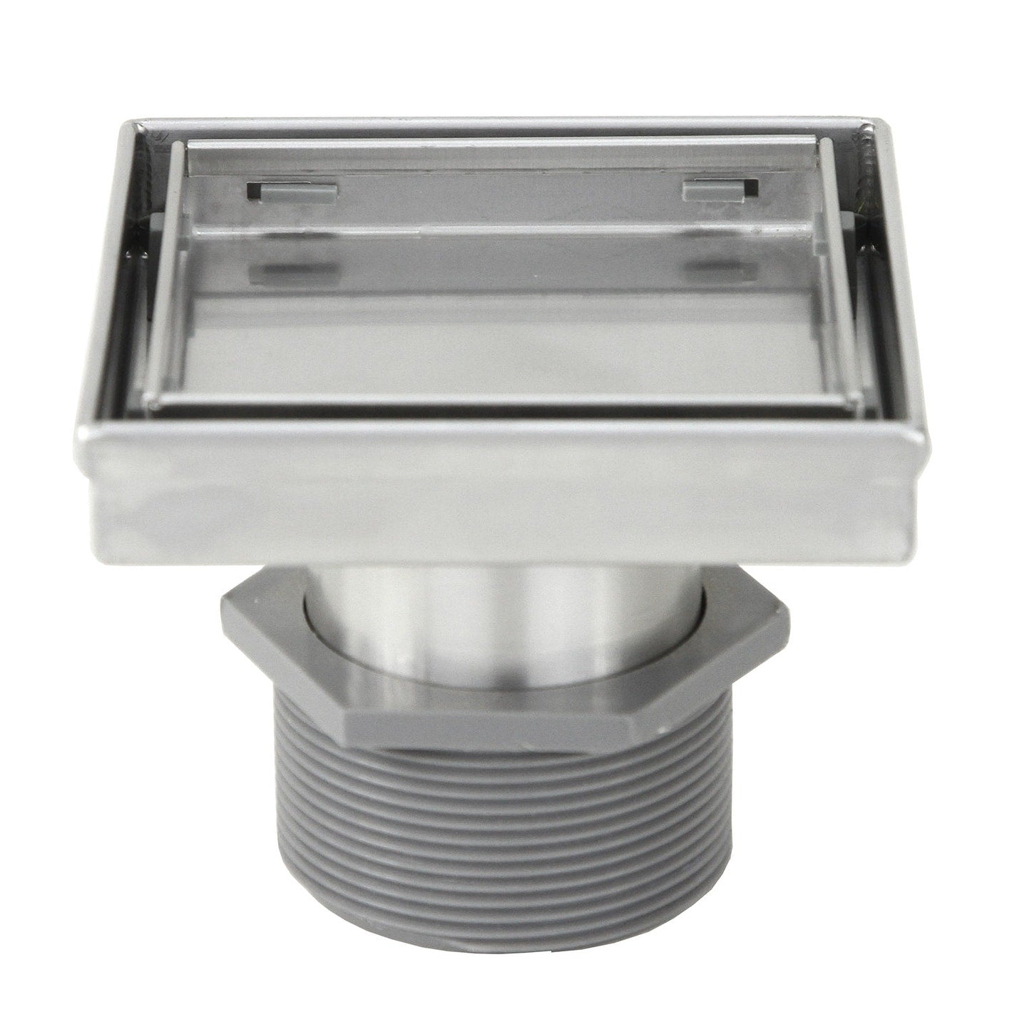 Shower Square Drain 4 Inch 2 In 1 Reversible Tile Insert Flat Grate Brushed Stainless Steel Finish