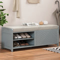Shutter Storage Bench With Acacia Veneer For Retro Charm For Living Room Entryway