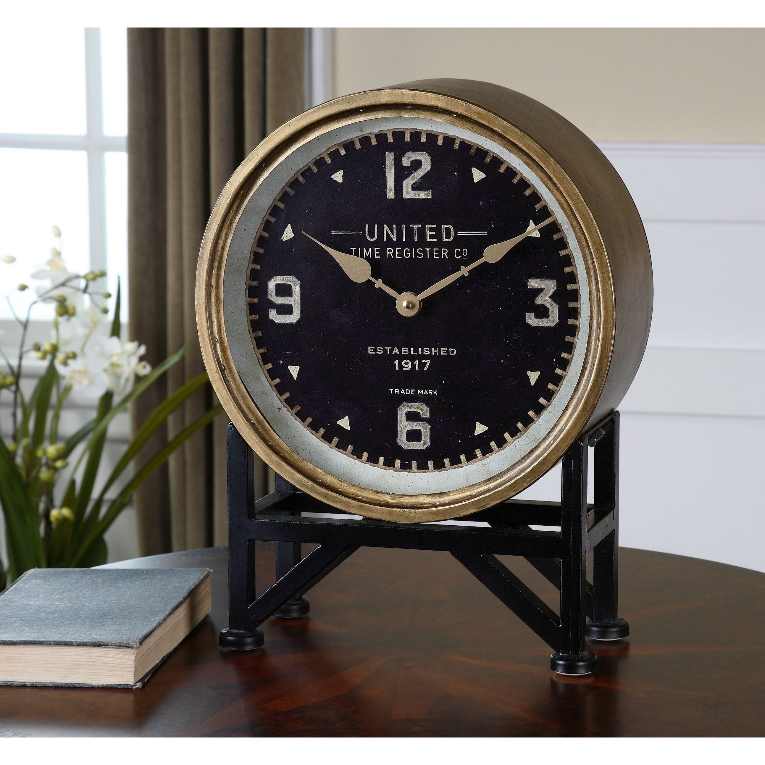 Uttermost Shyam Iron And Glass Vintage Inspired Mantle Clock