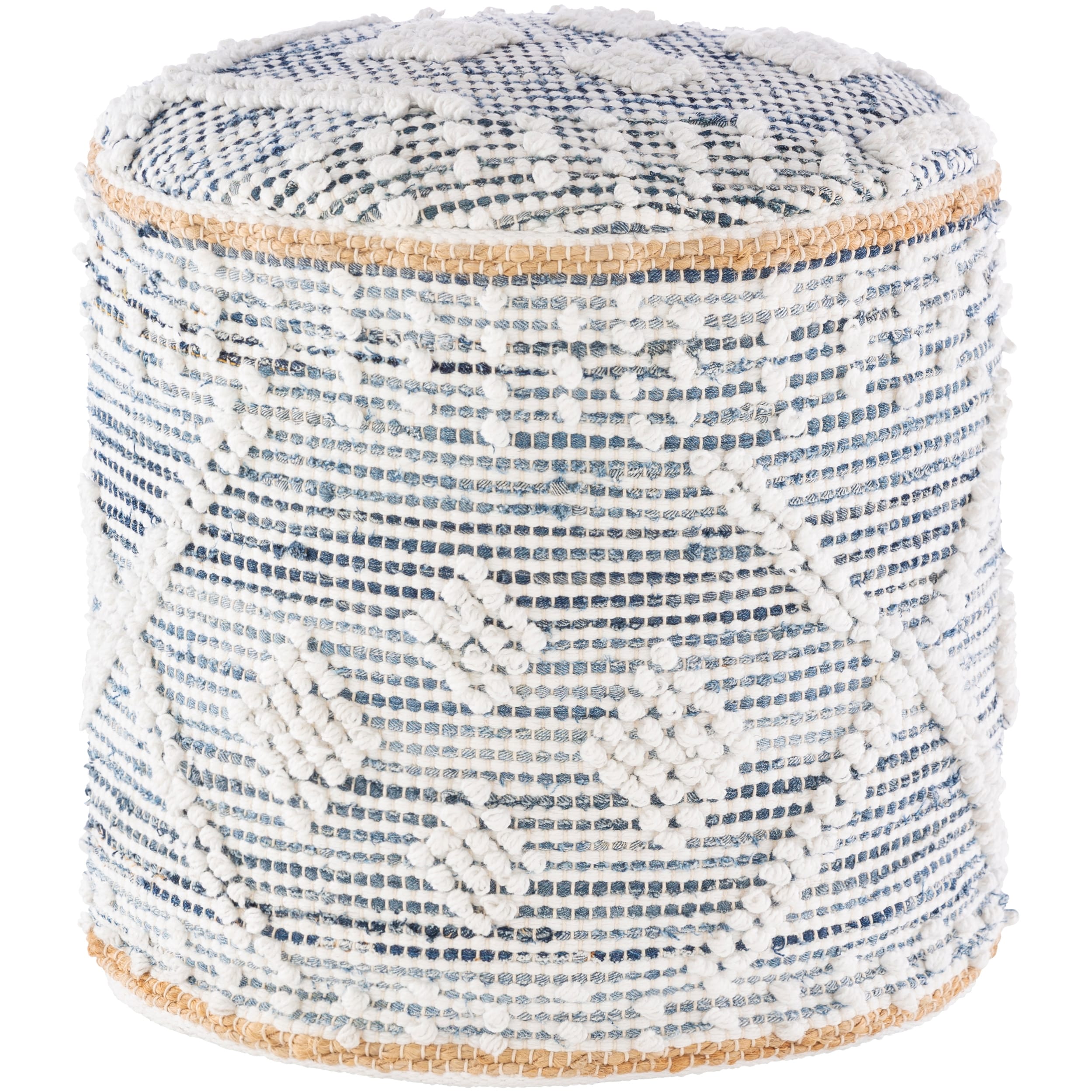 Sibille Bohemian Denim 18 Inch Cylinder Pouf