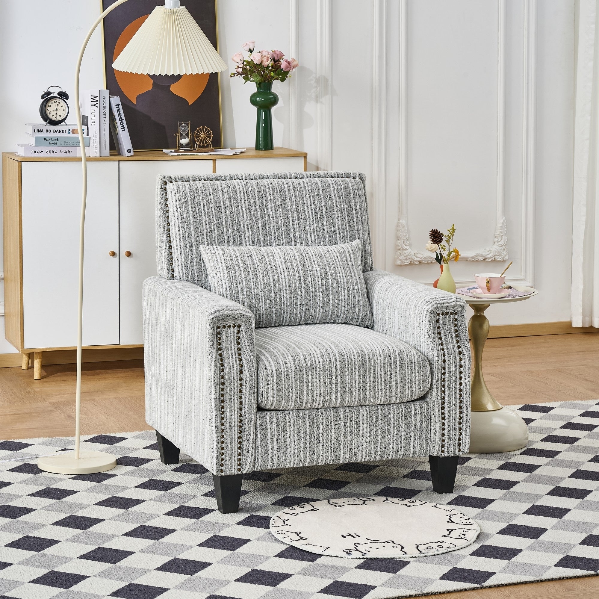 Side Chair Lounge Chair With Nailhead Trim Leisure Chair Accent Chair Grey Dressing Chair Reading Chair