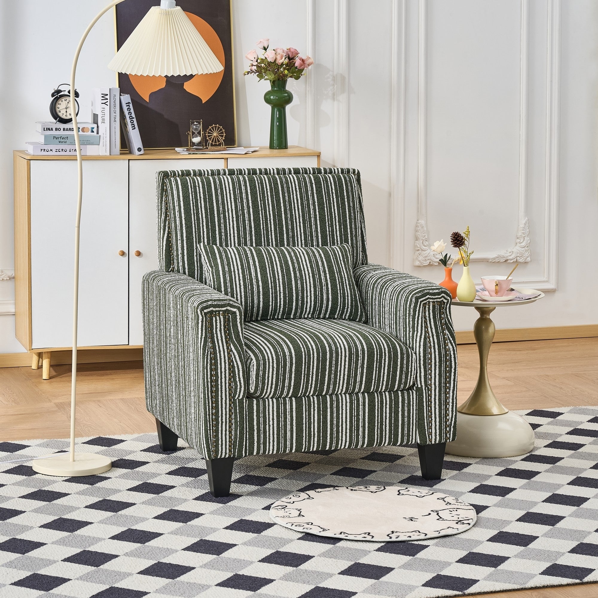 Side Chair Lounge Chair With Nailhead Trim Leisure Chair Green Accent Chair Dressing Chair Reading Chair