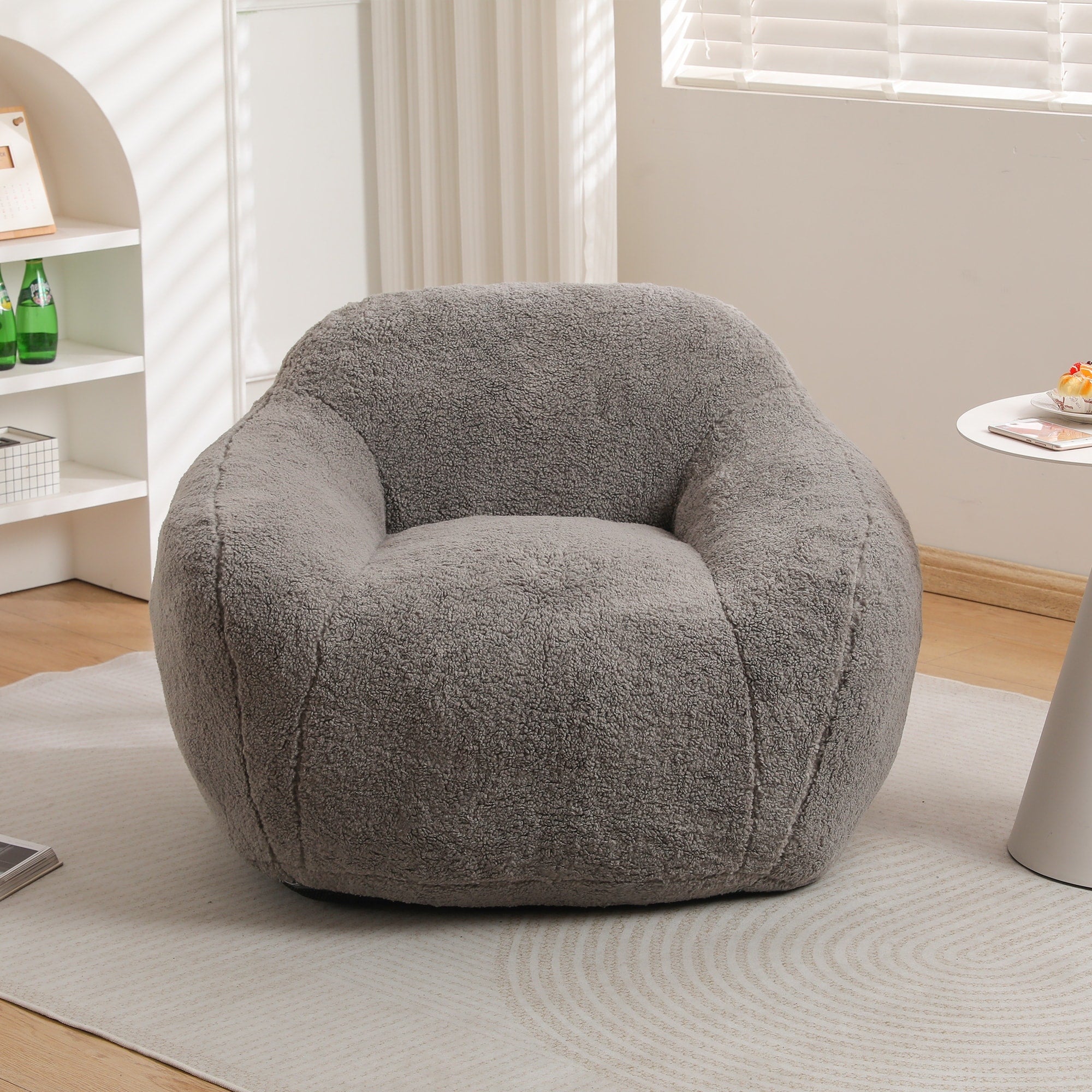 Side Chair Upholstered Chair Leisure Chair Reading Chair Light Gray Reading Chair Bean Bag Couch With Armrest