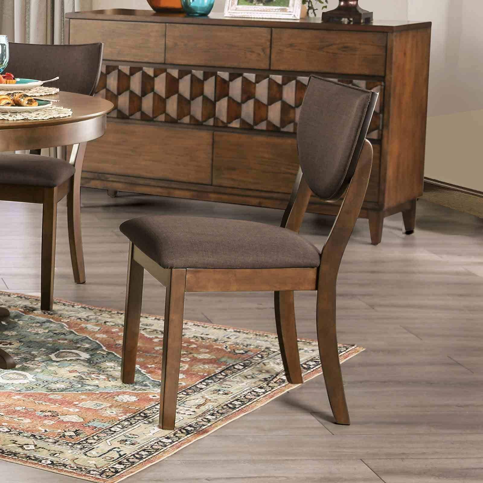 Side Chairs Set Transitional Walnut Finish Padded Seat