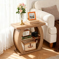 Side Table For Living Room 3 Tier Wooden End Table With Curved Frame
