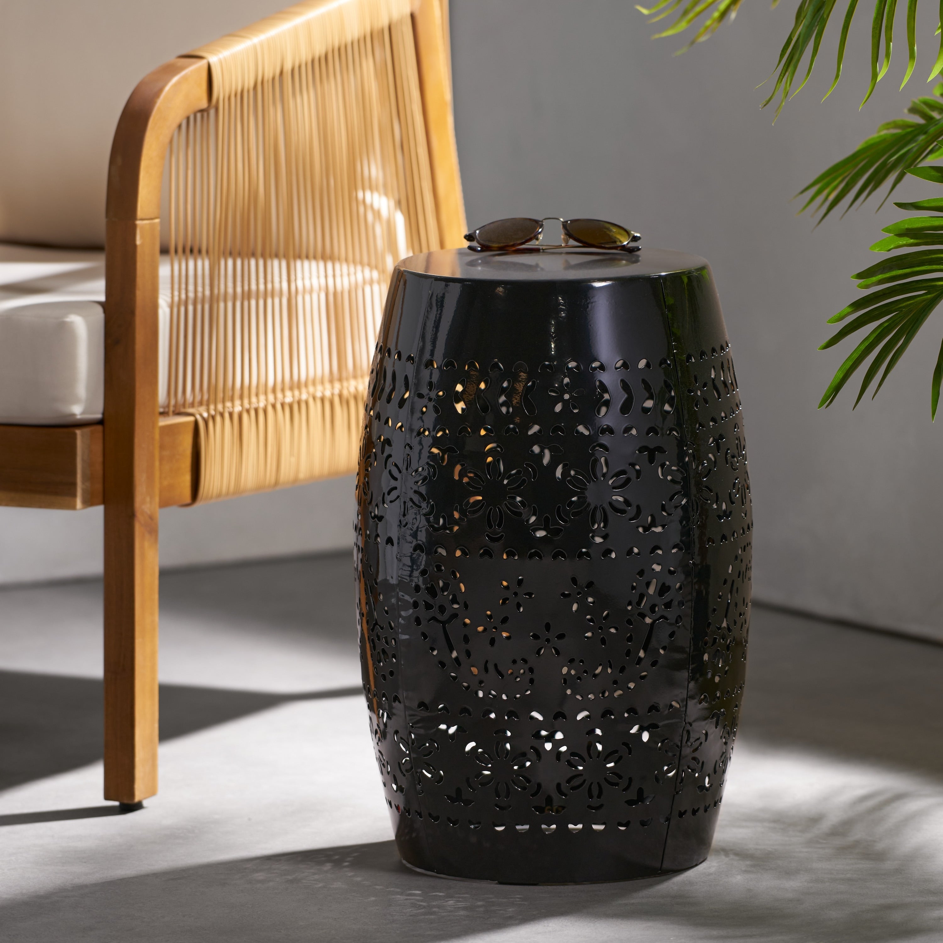 Side Table Lace Cut Metal End Table For Outdoor Indoor Use
