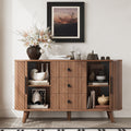 Sideboard Buffet Cabinet With 2 Sliding Tambour Doors And 3 Drawers Storage Cabinet With Adjustable Shelves For Living Room