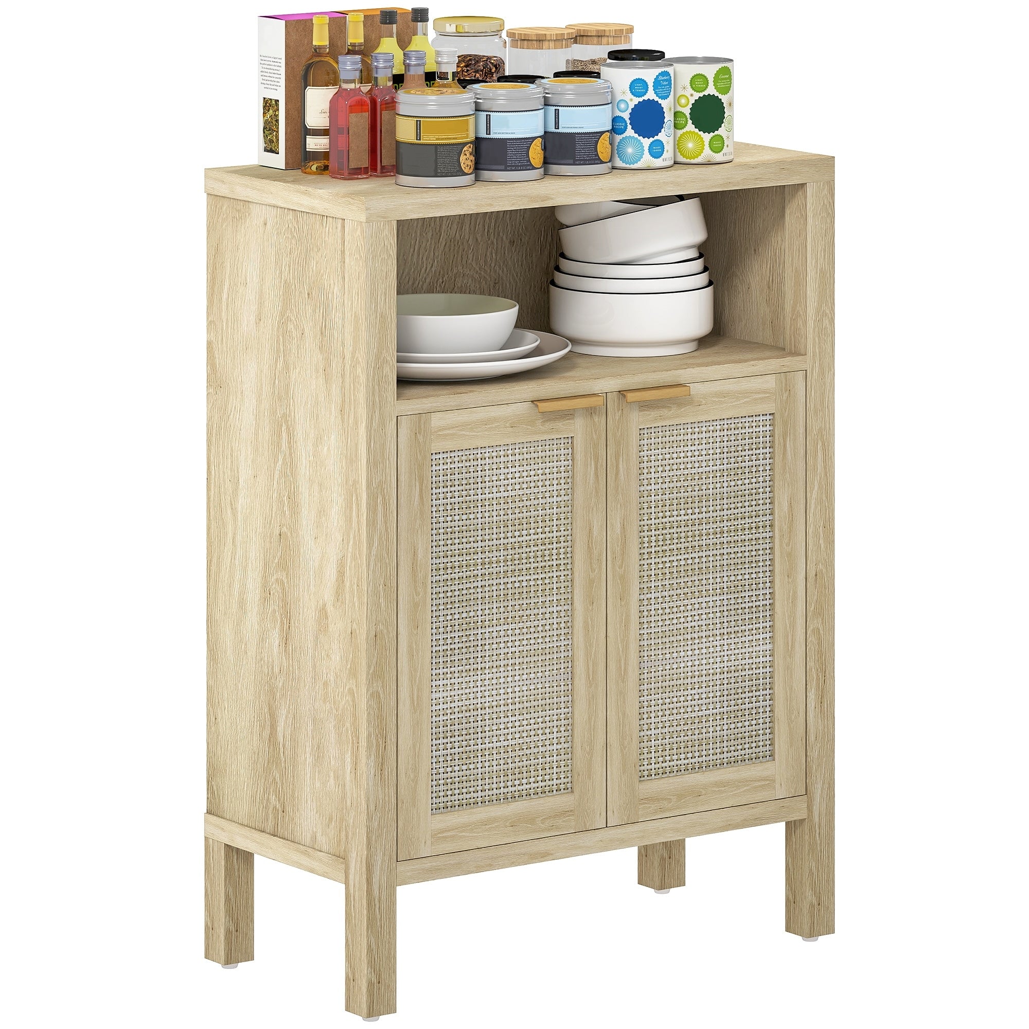 Sideboard Buffet Cabinet With Storage Modern Accent Cabinet With 2 Doors And Adjustable Shelf Coffee Bar Cabinet Natural