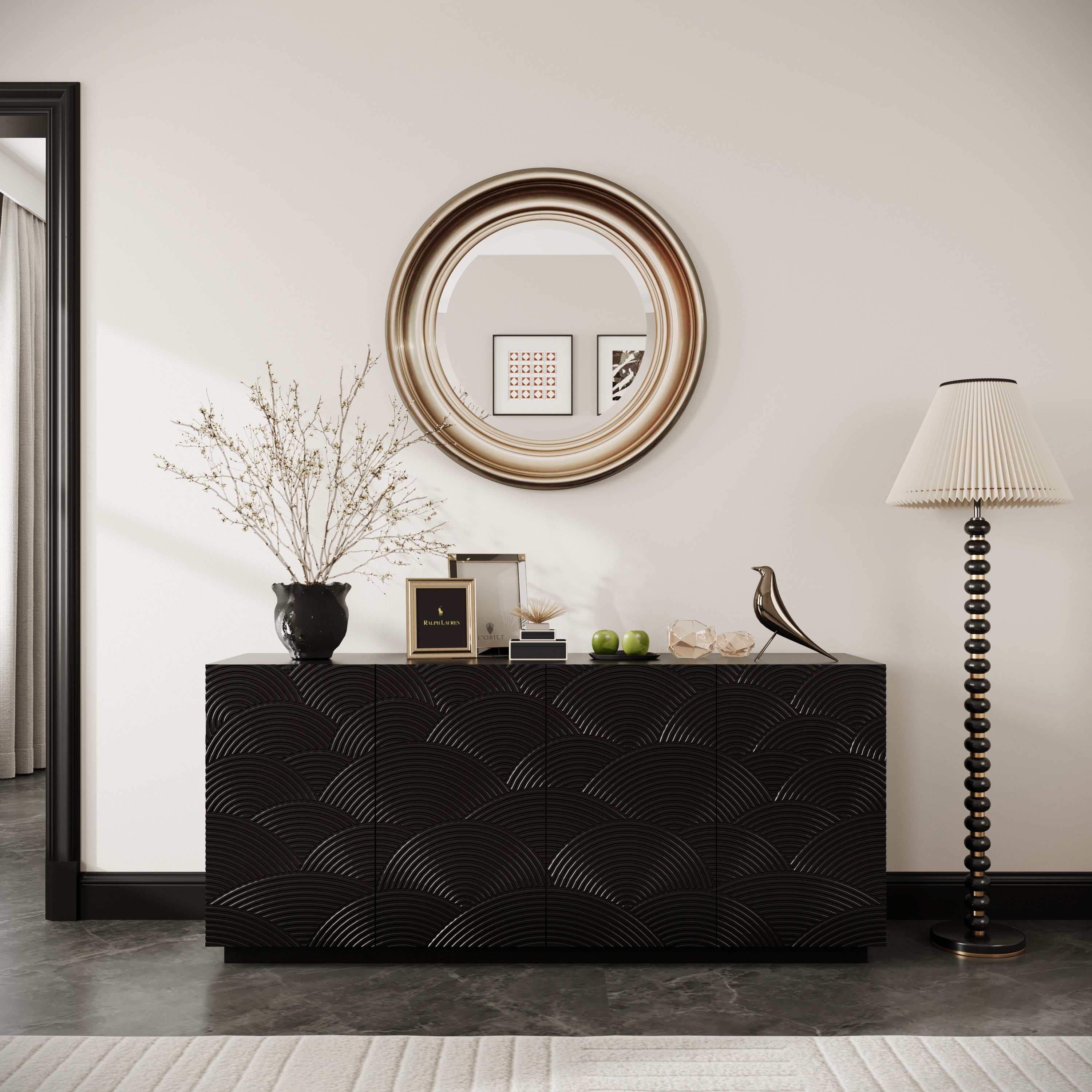 Sideboard Buffet Cabinet 4 Doors Modern Accent Storage Sideboard