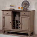 K And B Furniture Co Inc Brown Wood Wine Rack Sideboard Buffet Server Storage Cabinet With Drawers Shelf And Doors
