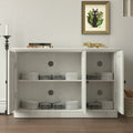 Sideboard Cabinet With 3 Mirrored Acrylic Doors Multifunctional Wood Storage Cabinet Accent Cabinet With Adjustable Shelves
