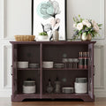 Sideboard Cabinet With 3 Tempered Glass Doors Buffet Cabinet With Adjustable Shelf Freestanding Wooden Storage Cabinet