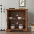 Sideboard Cabinet With Clear Tempered Glass Doors Storage Cabinet With Adjustable Shelf Large Capacity Wooden Accent Cabinet