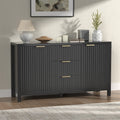 Sideboard Storage Cabinet Fluted Credenza Buffet Cabinet With Two Doors And Three Drawers For Kitchen And Living Room