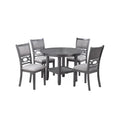 Sienna 5Pc Dining Table And 4 Chair Set Cut Out Backrest Gray Wood