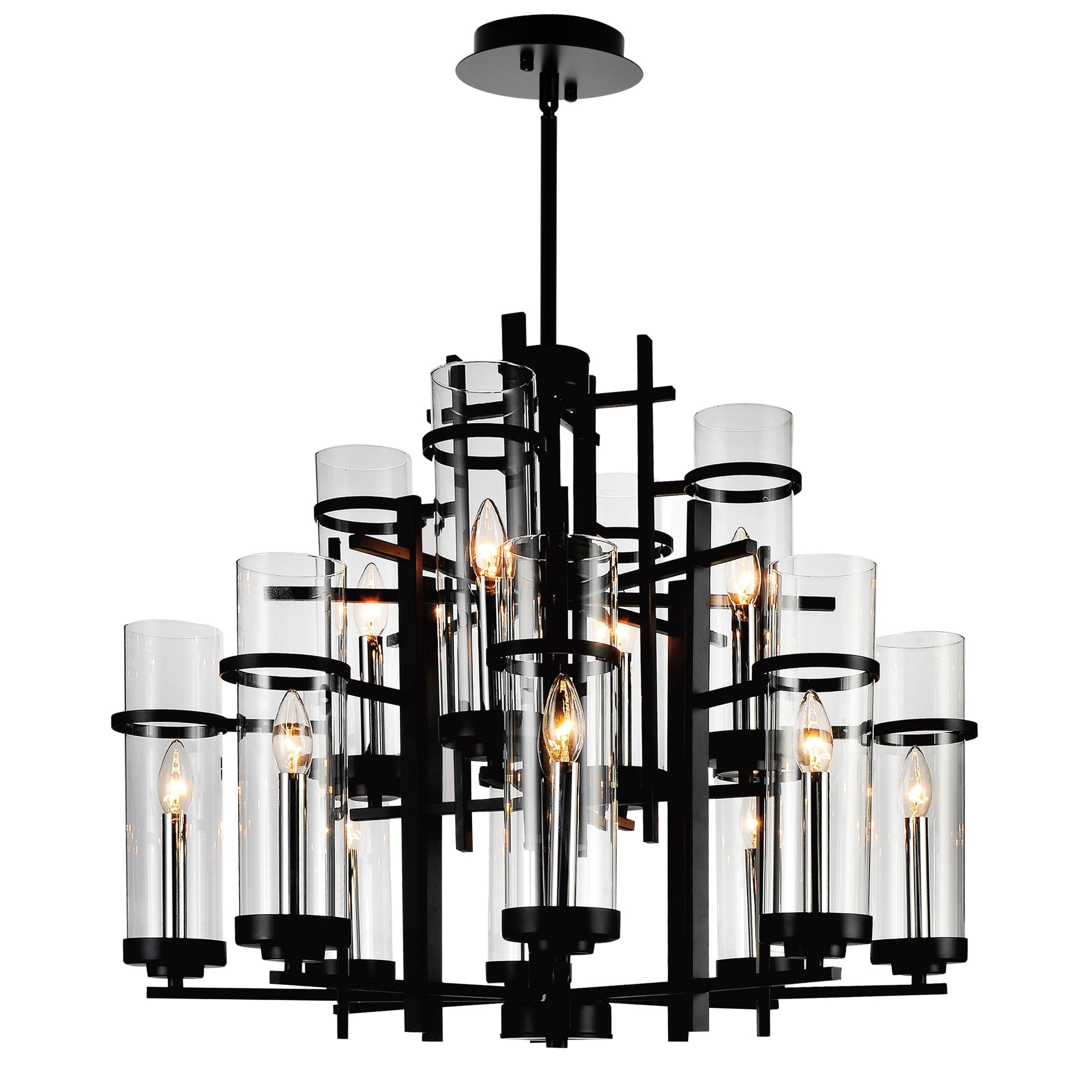 Black Finish 12 Light Chandelier