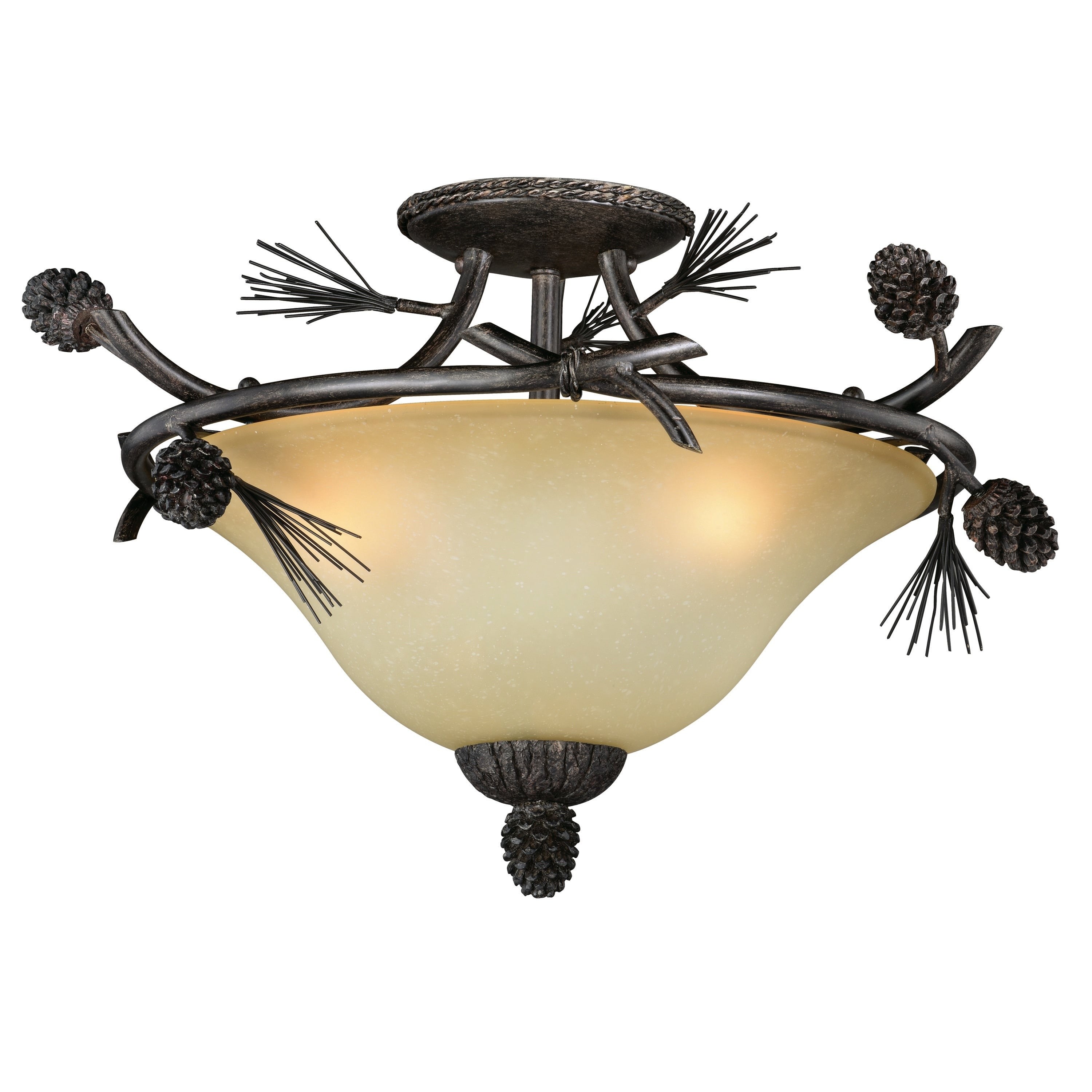 Vaxcel Sierra 3L Semi Flush Mount Black Walnut