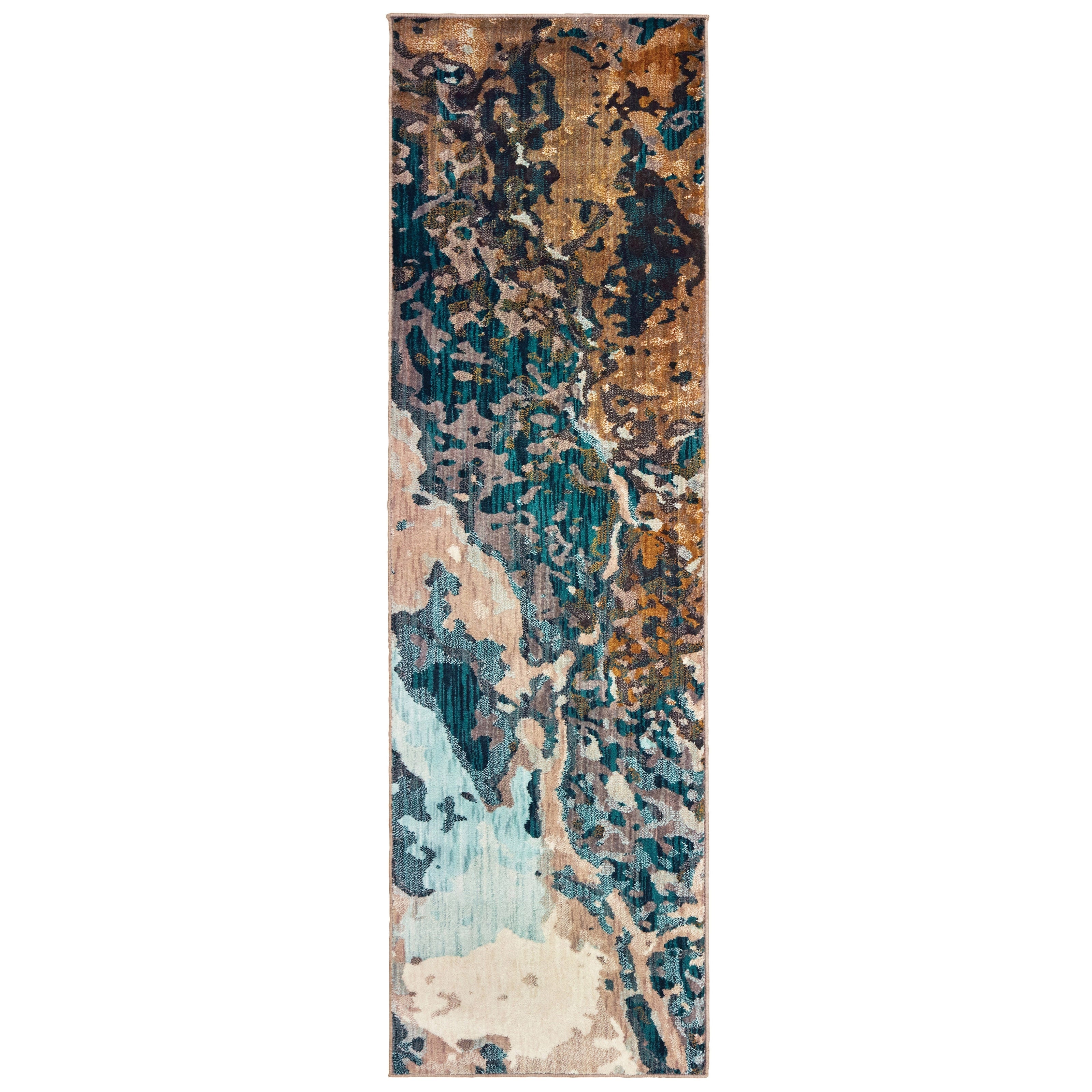 Sierra Distressed Abstract Blue Gold Area Rug