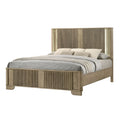 Sierra White Oak Fluted Solid Wood Led Panel Bed