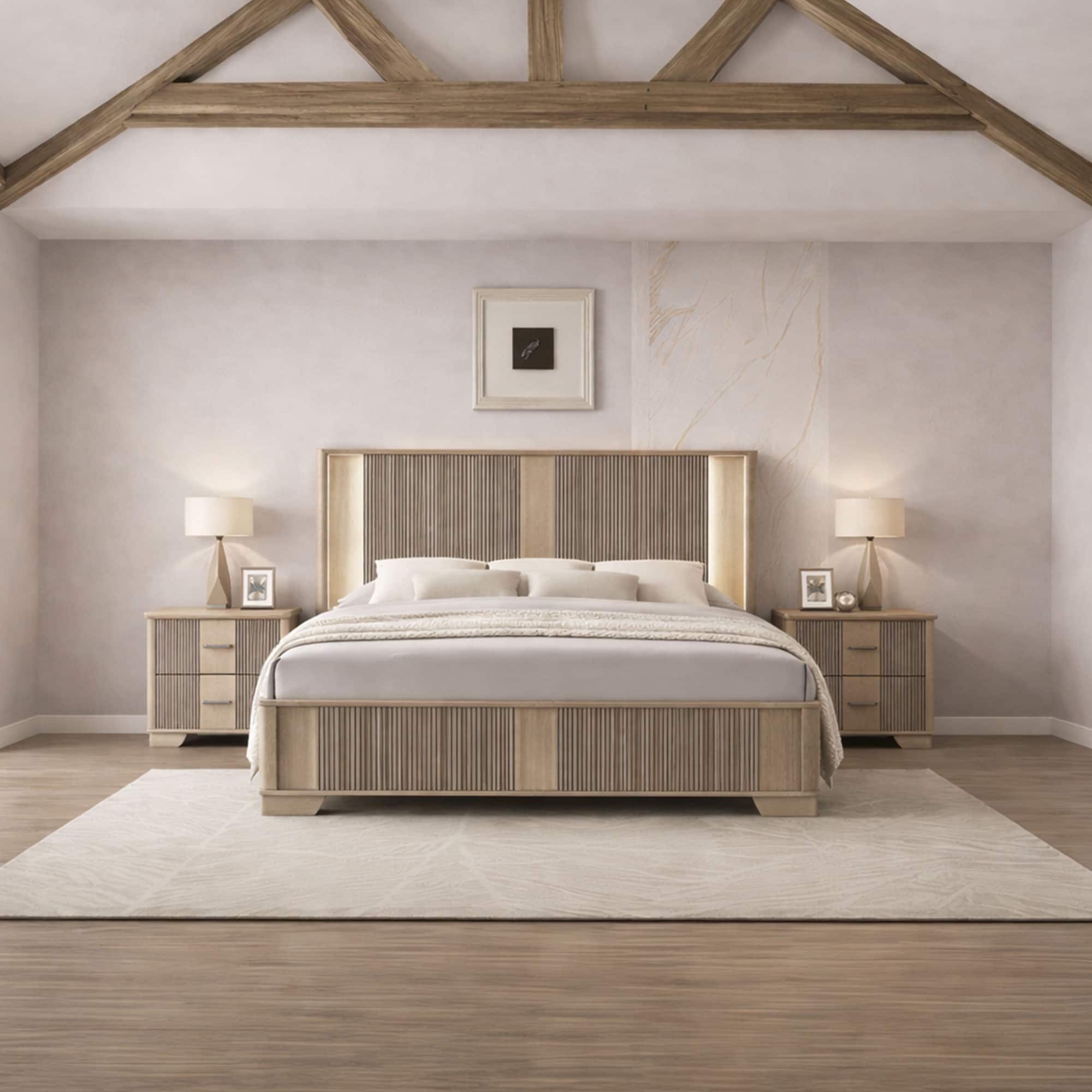 Sierra White Oak Solid Wood 3 Piece King Bedroom Storage Set