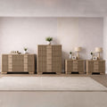 Sierra White Oak Solid Wood 4 Piece Ribbed Bedroom Set