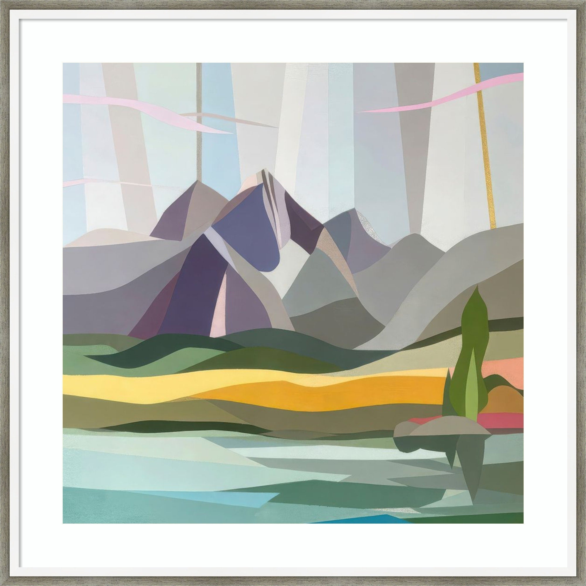 Sierras Other Side By Melba Browne Wood Framed Wall Art Print Lucie Silver White